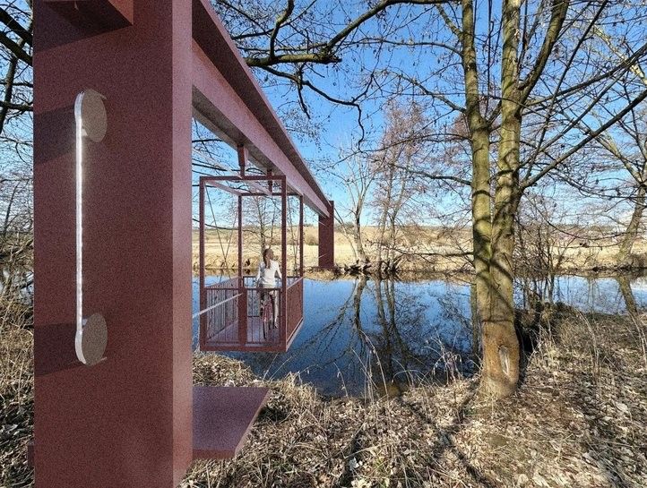 Budoucí podoba transbordéru v Malesicích. Zdroj vizualizace: P. Tej, B. Kraus 260209_Transborder_Malesice_01