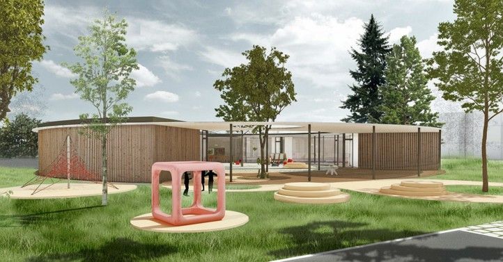 Moderní dřevostavba se zelenou střechou (zdroj vizualizace: ÚMO Plzeň 3) 260521_MS_Nova_Valcha_Vizualizace